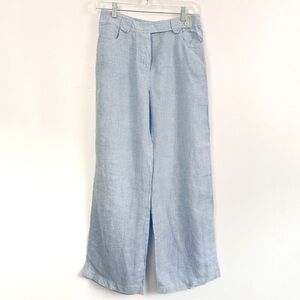 Maxmara Weekend Linen Wide Leg Pant in Blue Sz 4